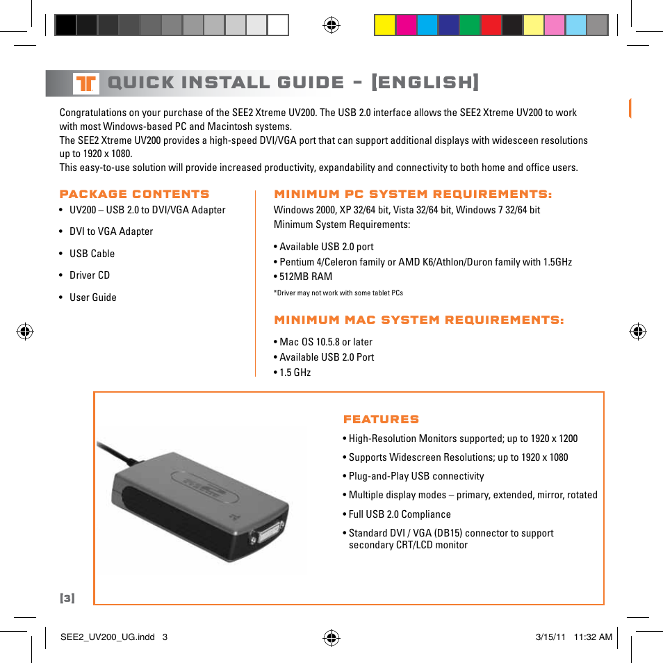 Quick install guide, English, Stop | TRITTON SEE2 XPRESS XD300 User Manual | Page 4 / 32