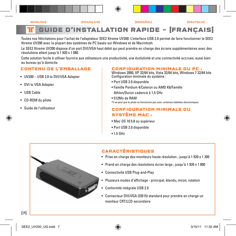Guide d’installation rapide, Français | TRITTON SEE2 XPRESS XD300 User Manual | Page 8 / 32