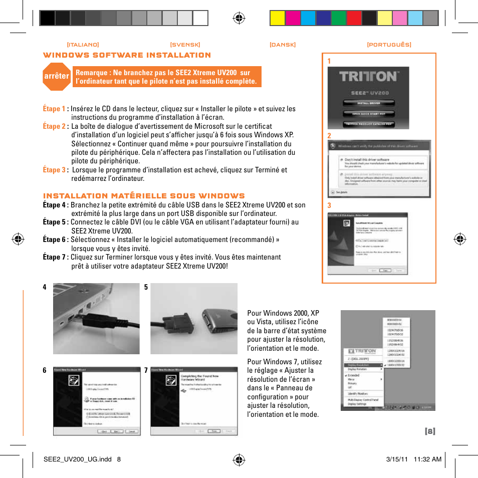 Guide d’installation rapide, Français | TRITTON SEE2 XPRESS XD300 User Manual | Page 9 / 32