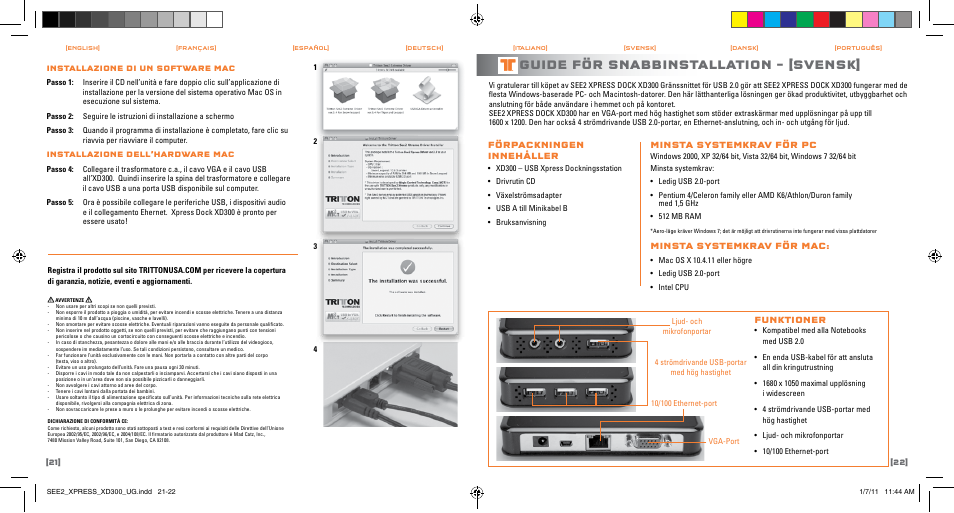 Guide för snabbinstallation – [svensk | TRITTON SEE2 XPRESS XD300 User Manual | Page 12 / 17