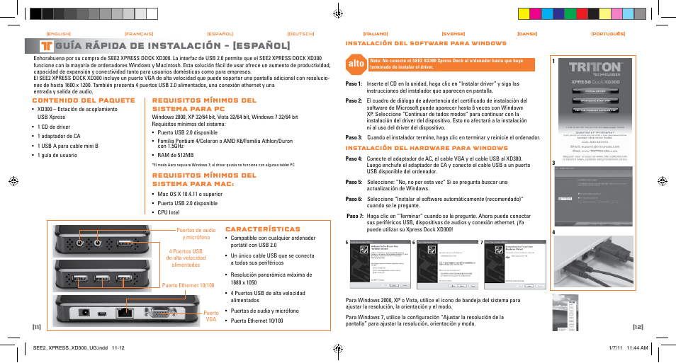 Alto, Guía rápida de instalación – [español | TRITTON SEE2 XPRESS XD300 User Manual | Page 7 / 17