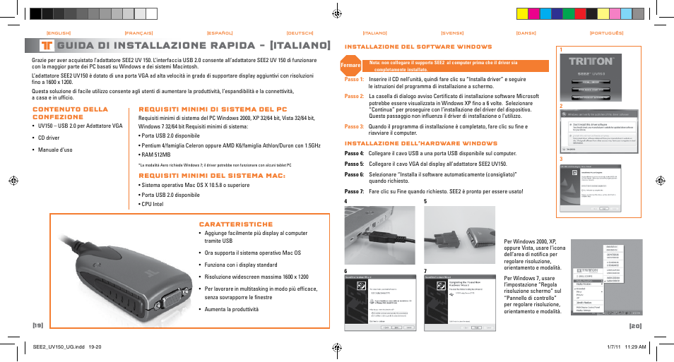 Guida di installazione rapida, Italiano | TRITTON SEE2 UV150 User Manual | Page 11 / 17