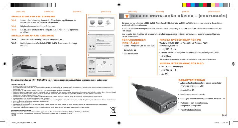 Guia de instalação rápida, Português | TRITTON SEE2 UV150 User Manual | Page 15 / 17