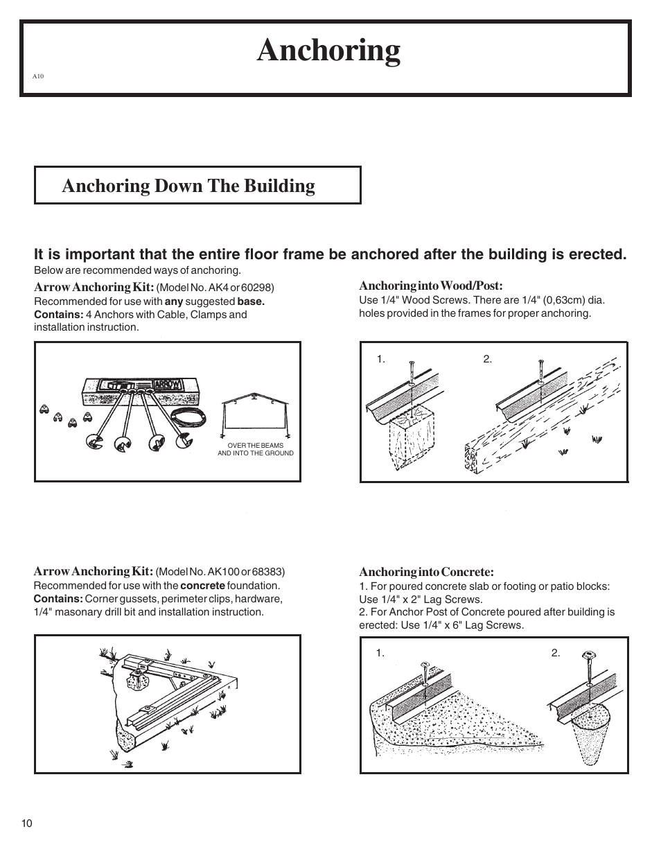 Anchoring, Anchoring down the building | Arrow Fastener VD108-A 697.68618 User Manual | Page 10 / 32