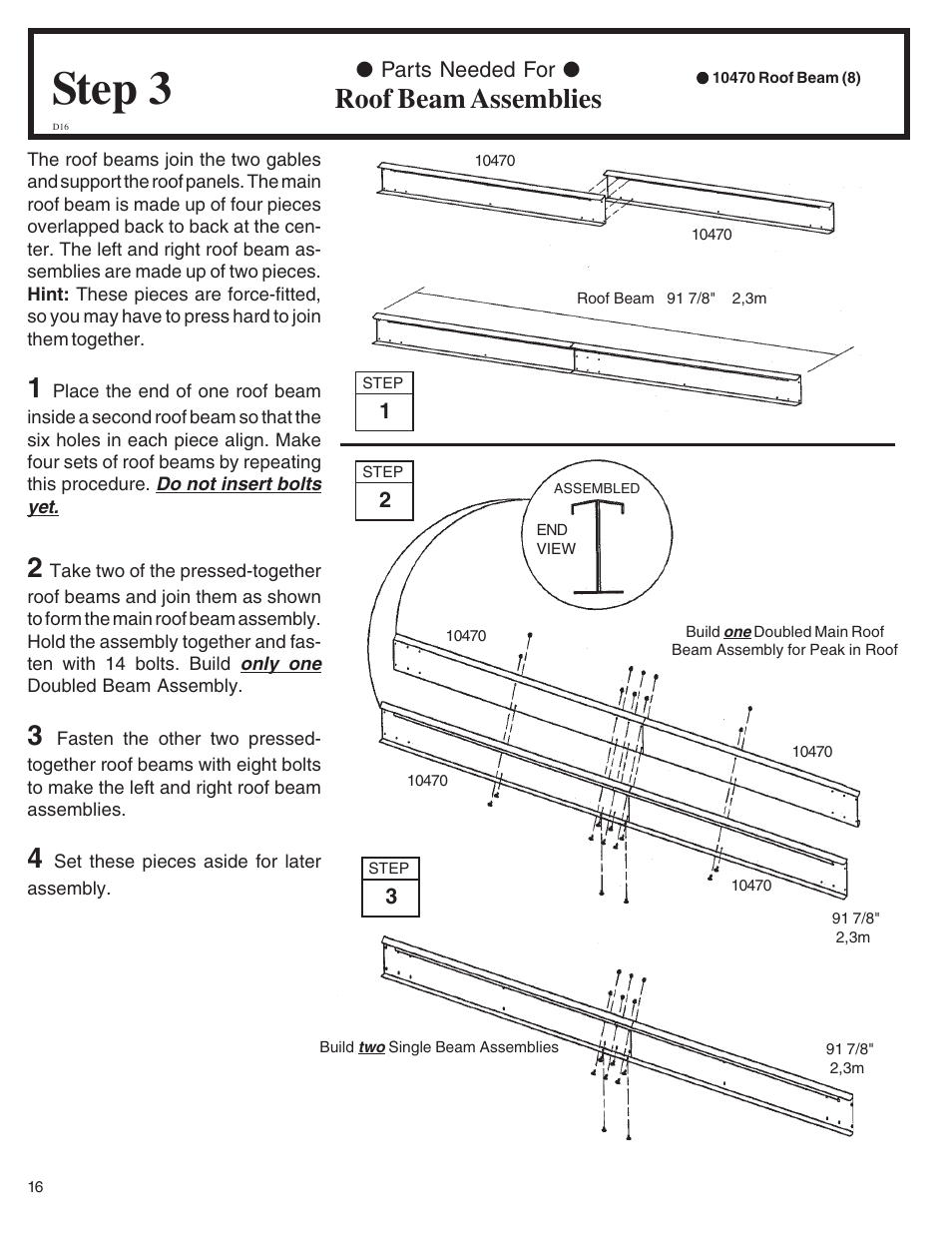 Step 3, Roof beam assemblies | Arrow Fastener VD108-A 697.68618 User Manual | Page 16 / 32