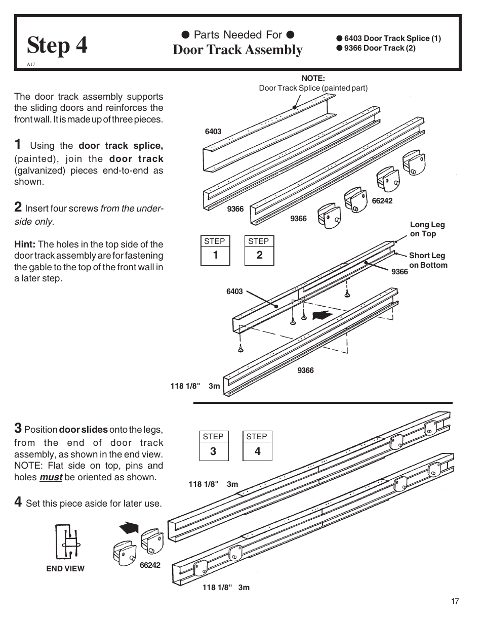 Step 4, Door track assembly | Arrow Fastener VD108-A 697.68618 User Manual | Page 17 / 32