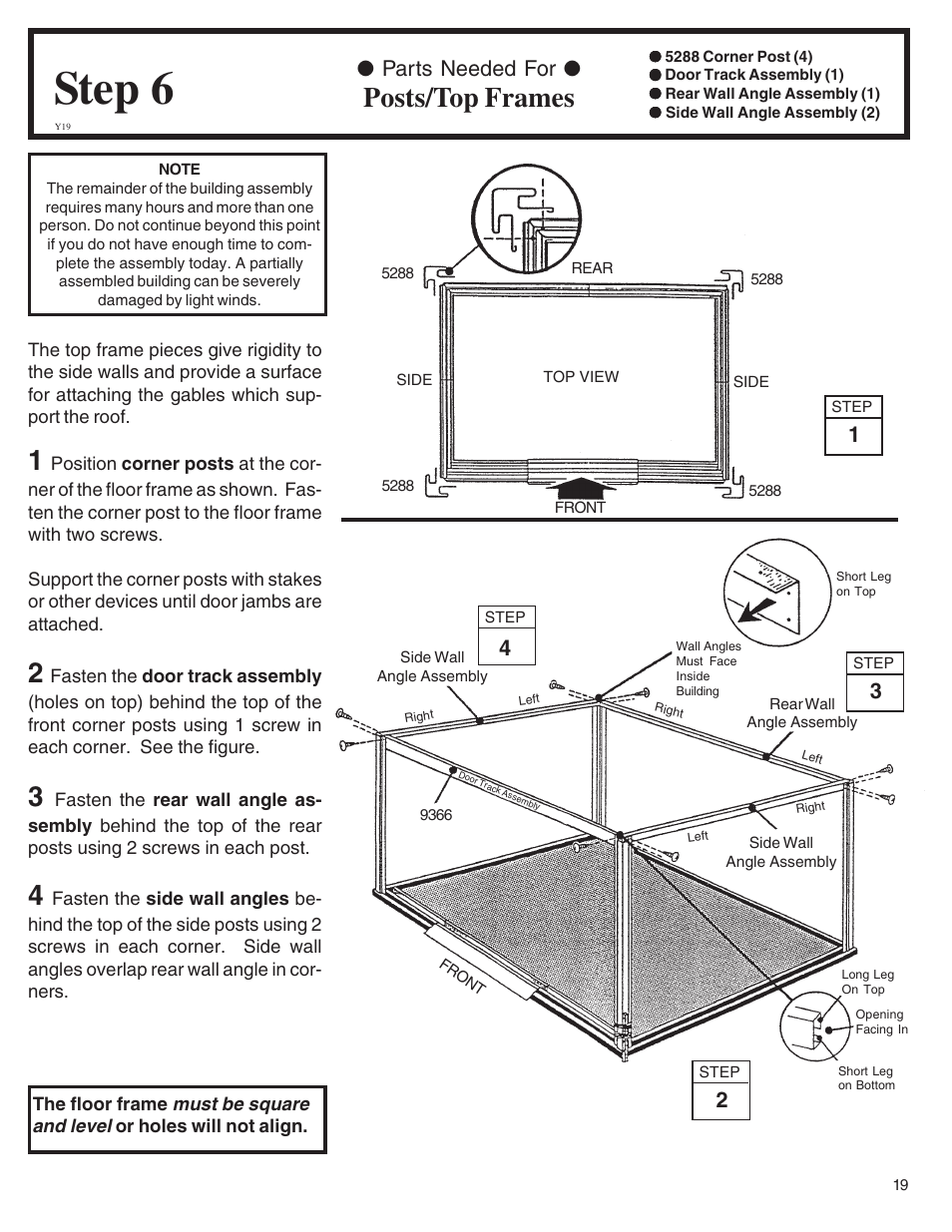 Step 6, Posts/top frames, Parts needed for | Arrow Fastener VD108-A 697.68618 User Manual | Page 19 / 32