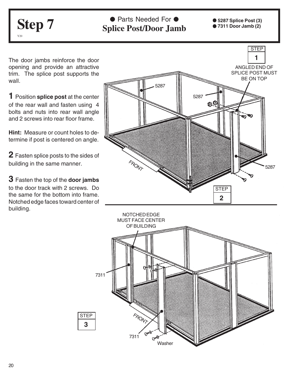 Step 7, Splice post/door jamb | Arrow Fastener VD108-A 697.68618 User Manual | Page 20 / 32