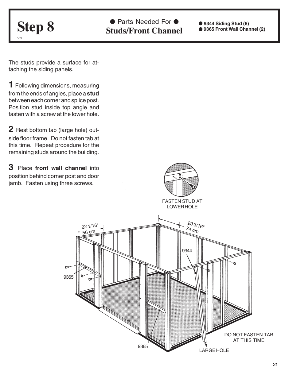 Step 8, Studs/front channel | Arrow Fastener VD108-A 697.68618 User Manual | Page 21 / 32