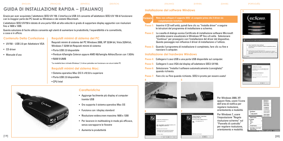 Guida di installazione rapida, Italiano | TRITTON Eclipse UV150 User Manual | Page 11 / 17