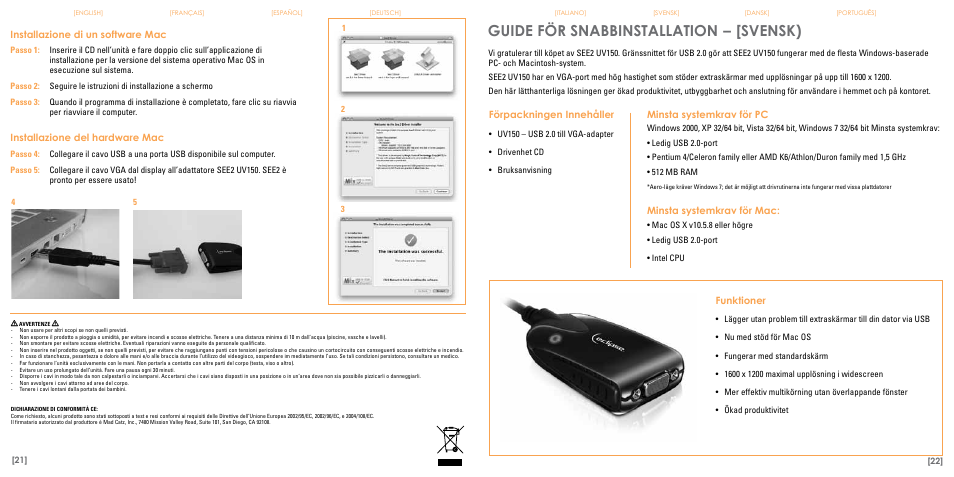 Guide för snabbinstallation, Svensk) | TRITTON Eclipse UV150 User Manual | Page 12 / 17
