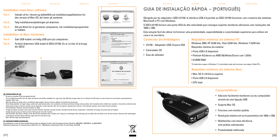 Guia de instalação rápida, Português | TRITTON Eclipse UV150 User Manual | Page 15 / 17