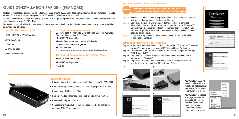 Guide d’installation rapide, Français | TRITTON Eclipse UV250 User Manual | Page 5 / 17
