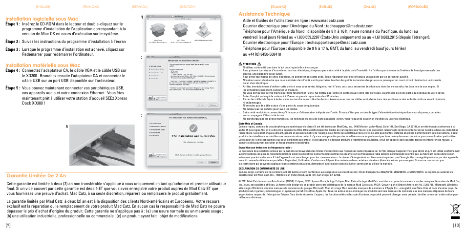 Installation logicielle sous mac, Installation matérielle sous mac, Garantie limitée de 2 an | Assistance technique | TRITTON Eclipse XD300 User Manual | Page 6 / 17