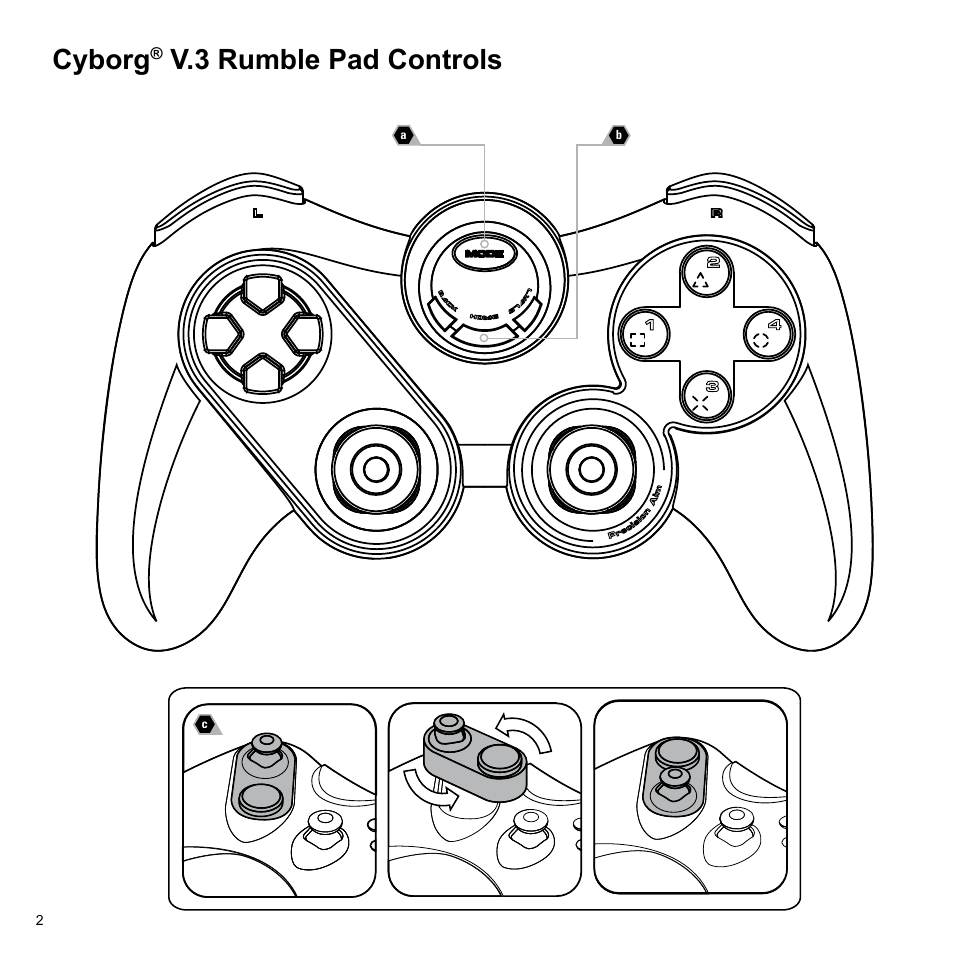 Cyborg, V.3 rumble pad controls | Cyborg V.3 Game Pad User Manual | Page 2 / 8