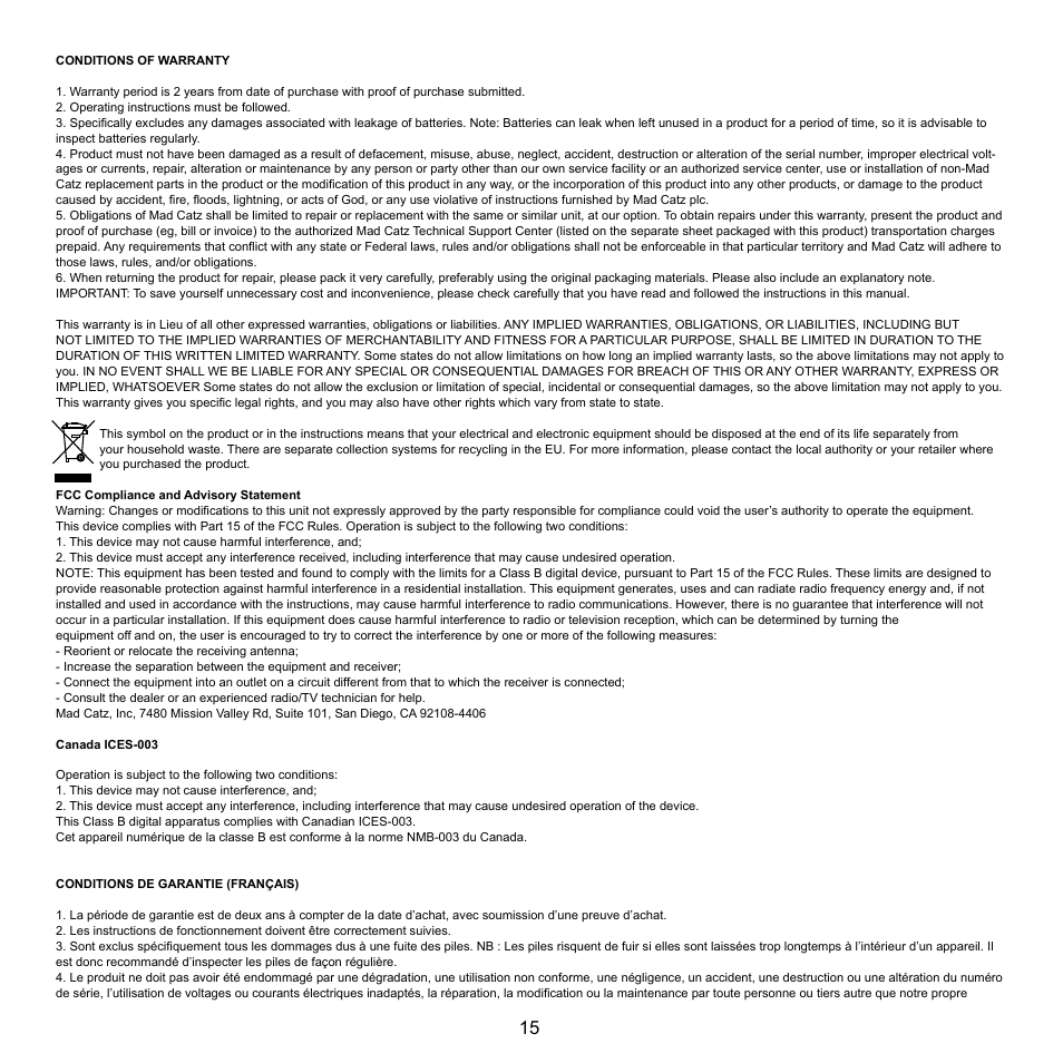 Cyborg F.L.Y 9 for Xbox 360 User Manual | Page 15 / 20