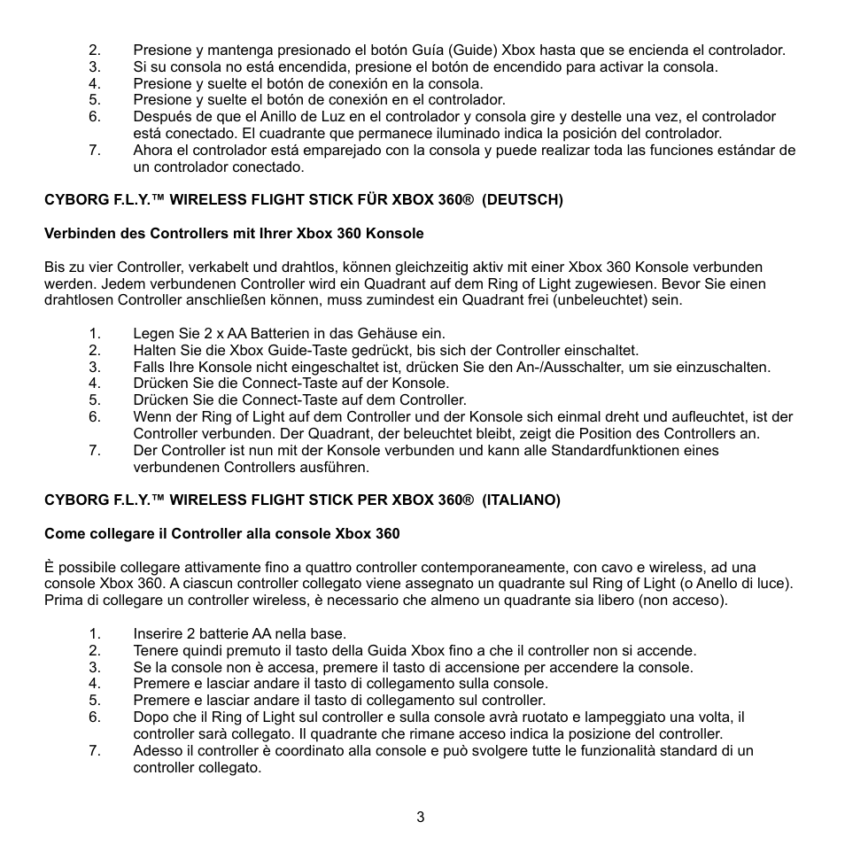 Cyborg F.L.Y 9 for Xbox 360 User Manual | Page 3 / 20