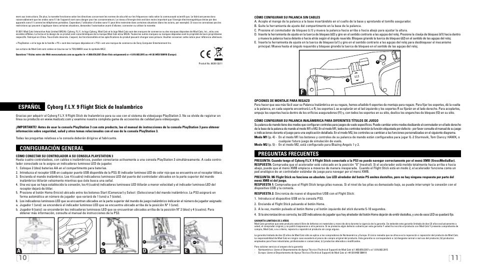 Configuración general, Preguntas frecuentes, Ab c d e | Cyborg F.L.Y 9 for PS3 User Manual | Page 6 / 13