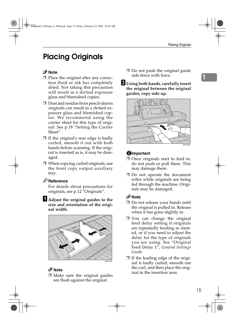 1placing originals | Savin 4800WD User Manual | Page 25 / 124
