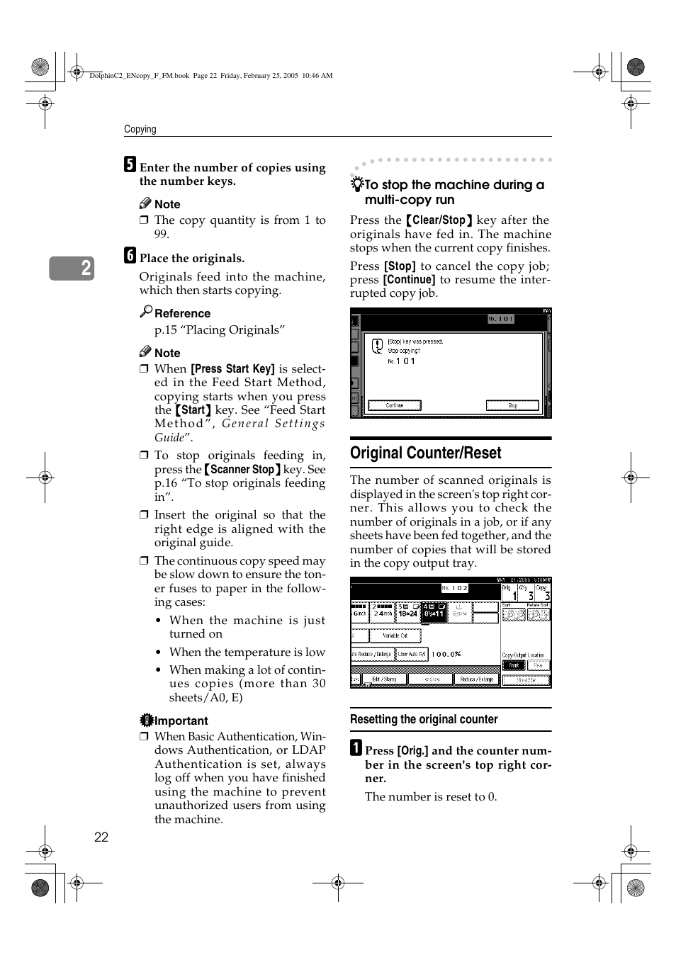 Original counter/reset | Savin 4800WD User Manual | Page 32 / 124