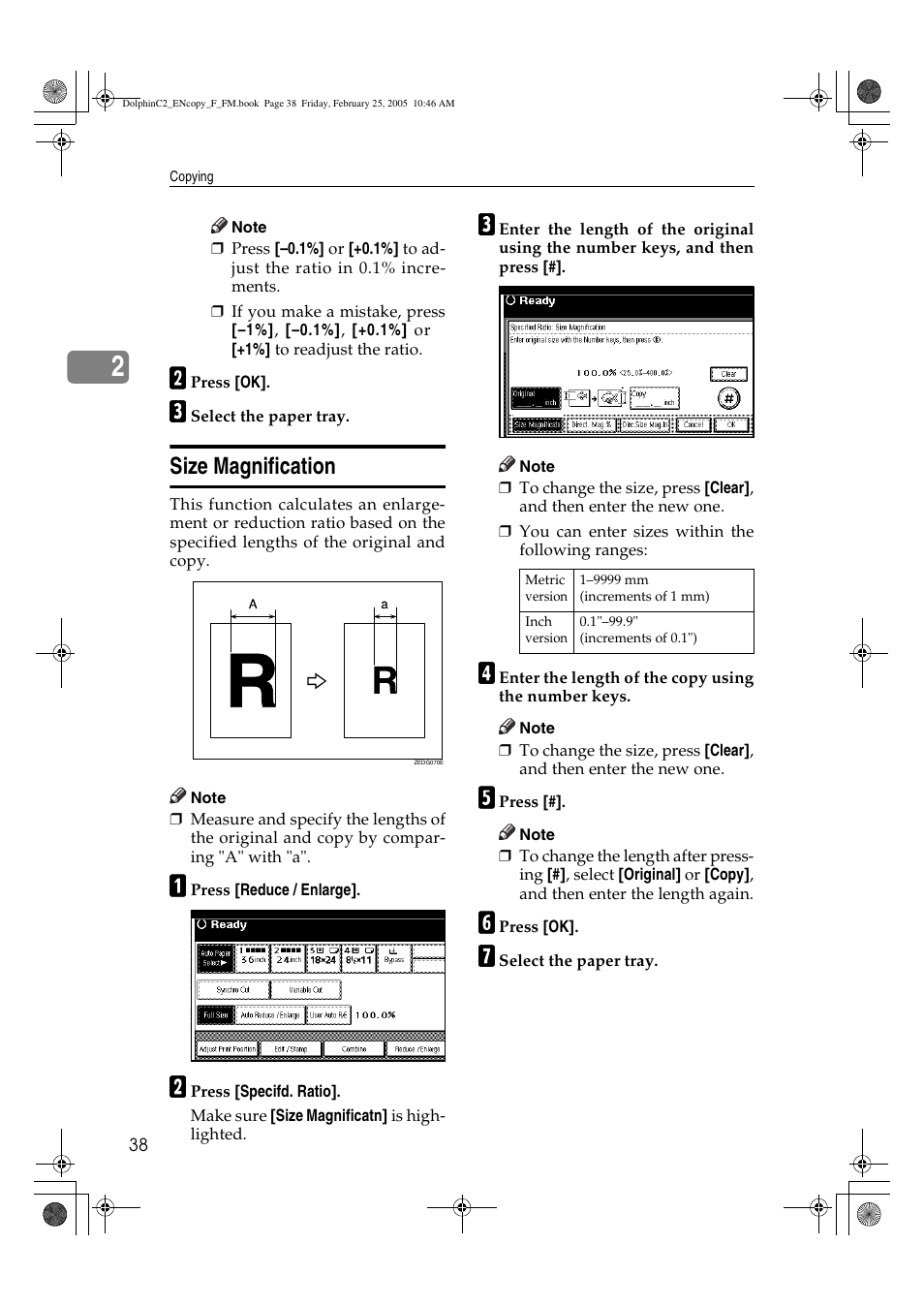 Size magnification | Savin 4800WD User Manual | Page 48 / 124