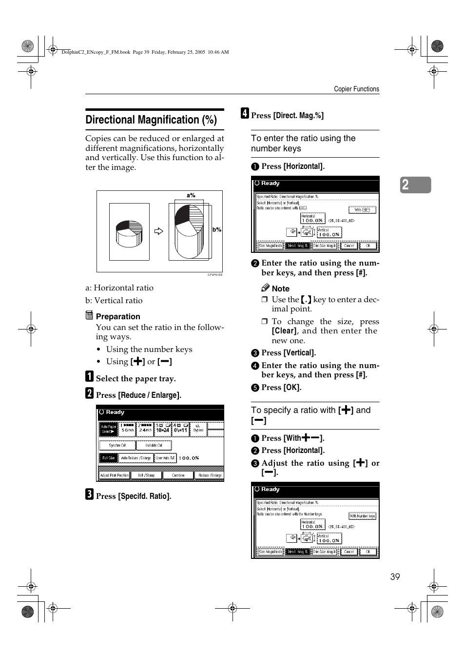 Directional magnification (%) | Savin 4800WD User Manual | Page 49 / 124