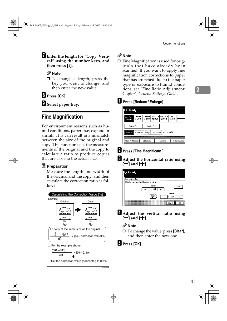 Fine magnification | Savin 4800WD User Manual | Page 51 / 124