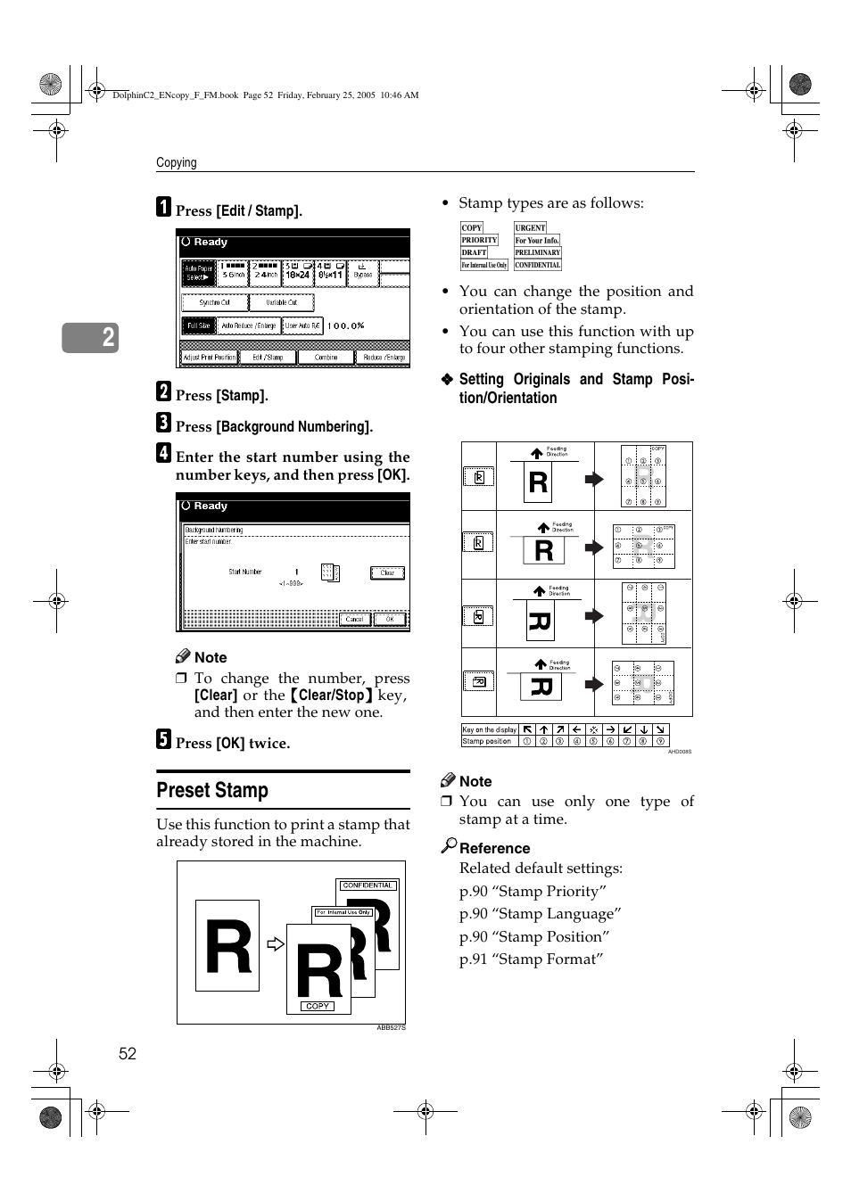 Preset stamp | Savin 4800WD User Manual | Page 62 / 124