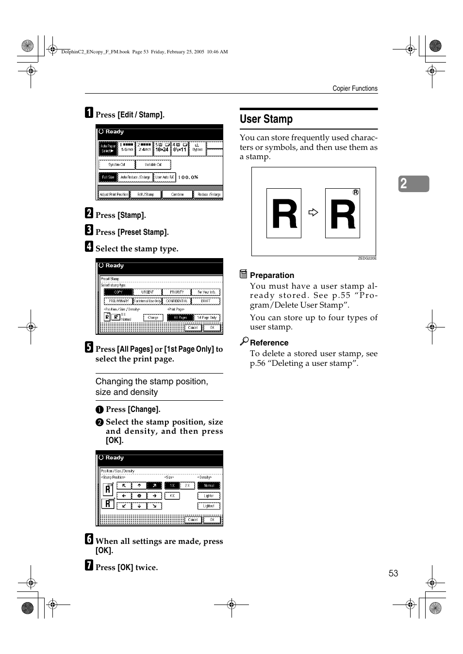 User stamp | Savin 4800WD User Manual | Page 63 / 124