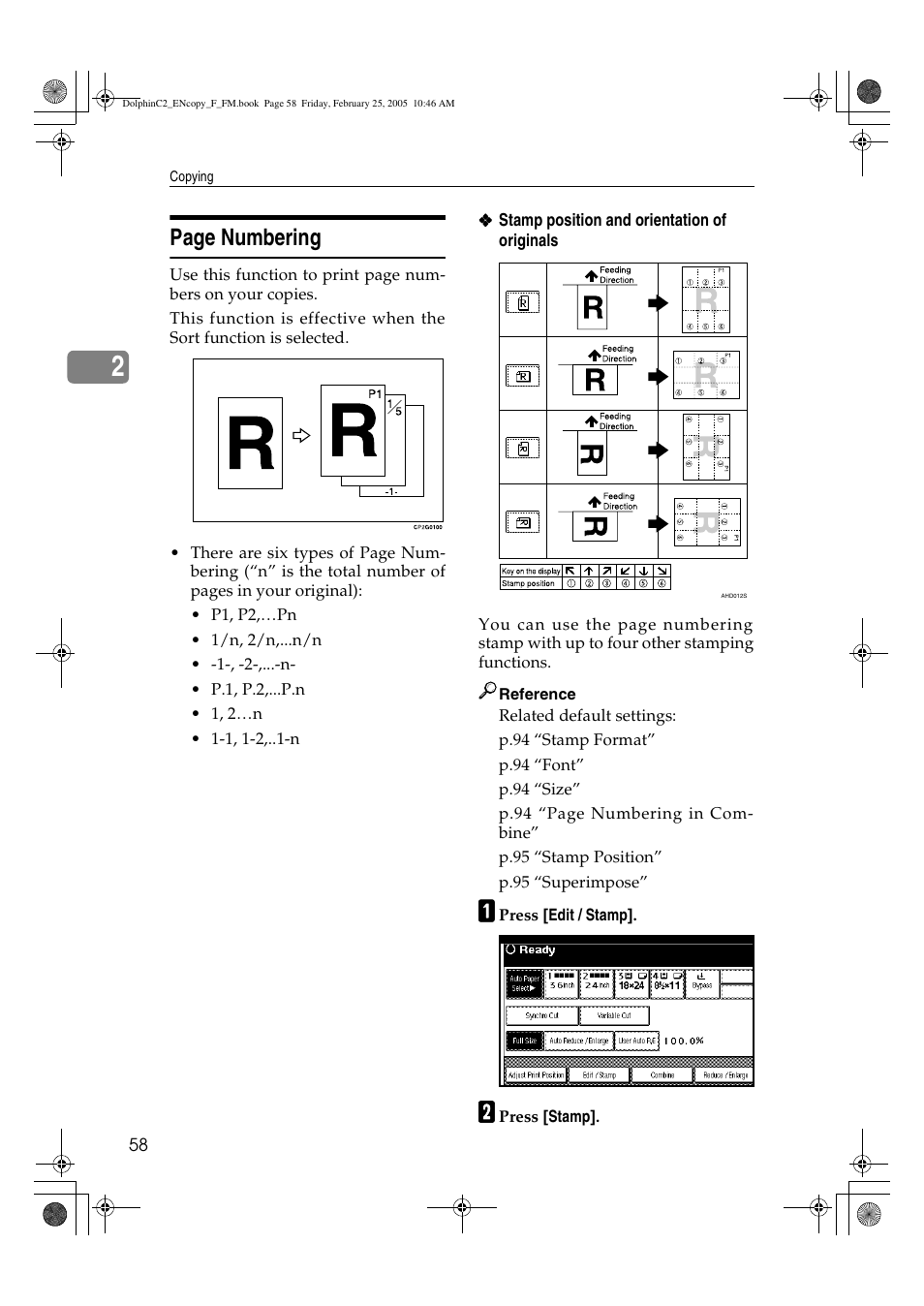 Page numbering | Savin 4800WD User Manual | Page 68 / 124