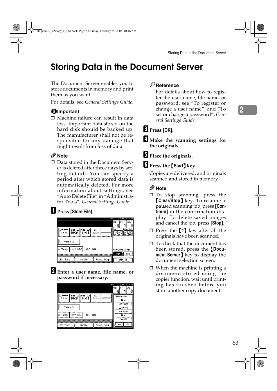 2storing data in the document server | Savin 4800WD User Manual | Page 73 / 124