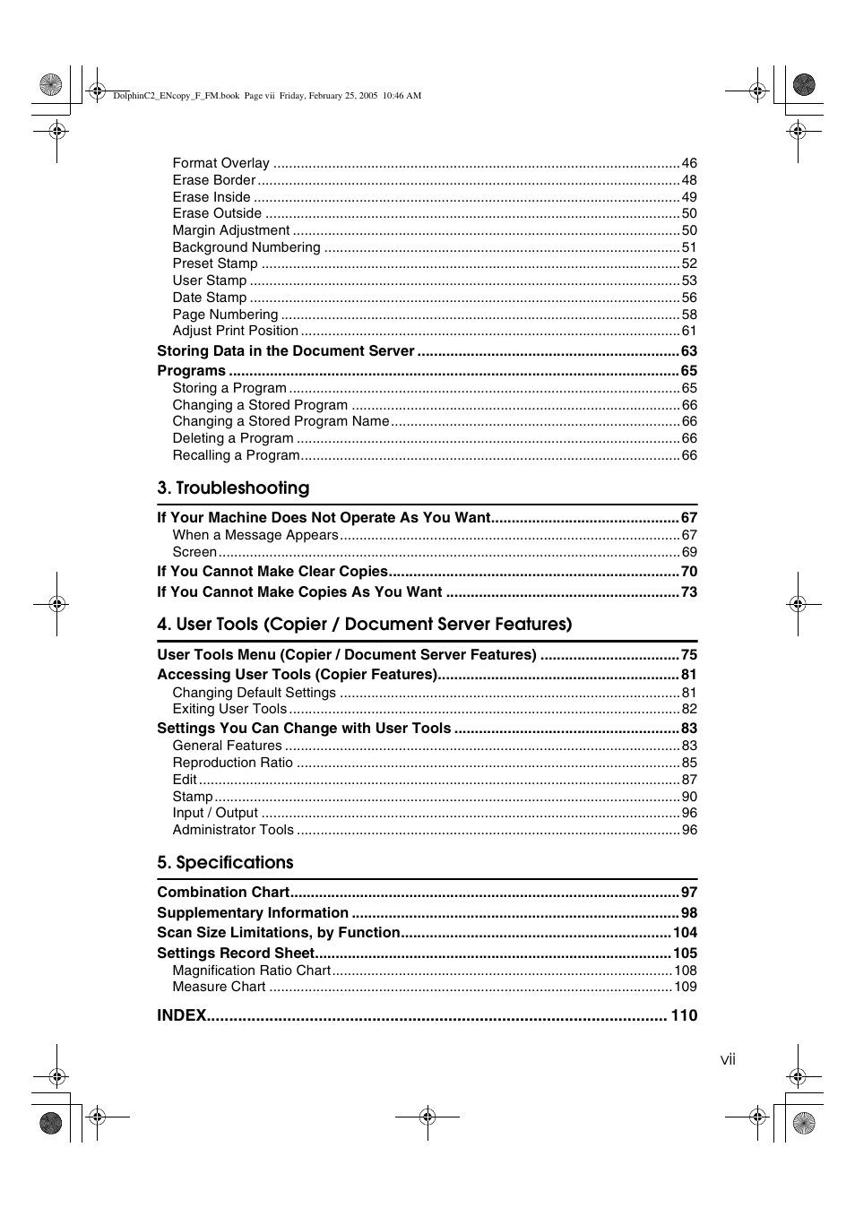 Savin 4800WD User Manual | Page 9 / 124