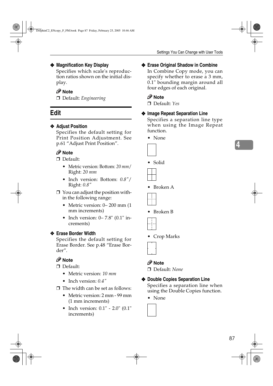 Edit | Savin 4800WD User Manual | Page 97 / 124