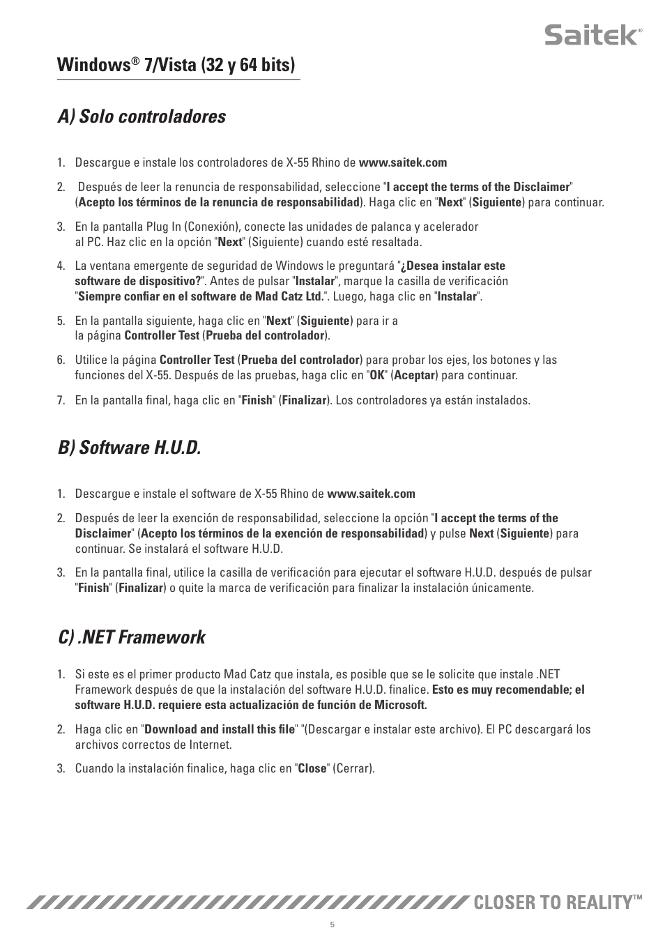 Windows, B) software h.u.d | TRITTON X-55 Rhino H.O.T.A.S System Pro Flight User Manual | Page 118 / 224