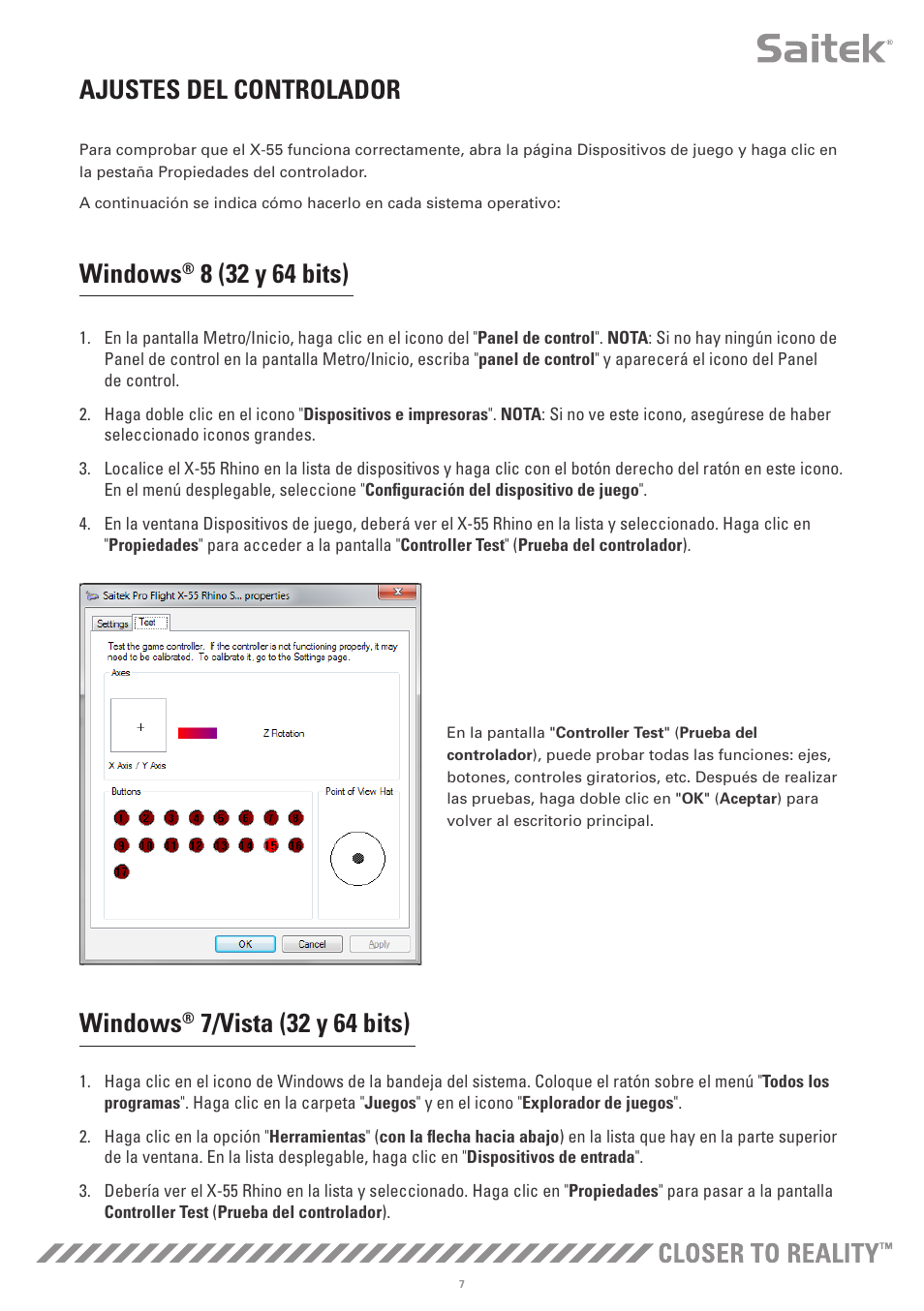Ajustes del controlador, Windows | TRITTON X-55 Rhino H.O.T.A.S System Pro Flight User Manual | Page 120 / 224