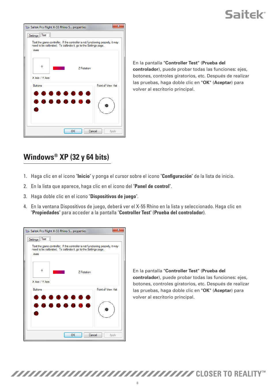 Windows, Xp (32 y 64 bits) | TRITTON X-55 Rhino H.O.T.A.S System Pro Flight User Manual | Page 121 / 224