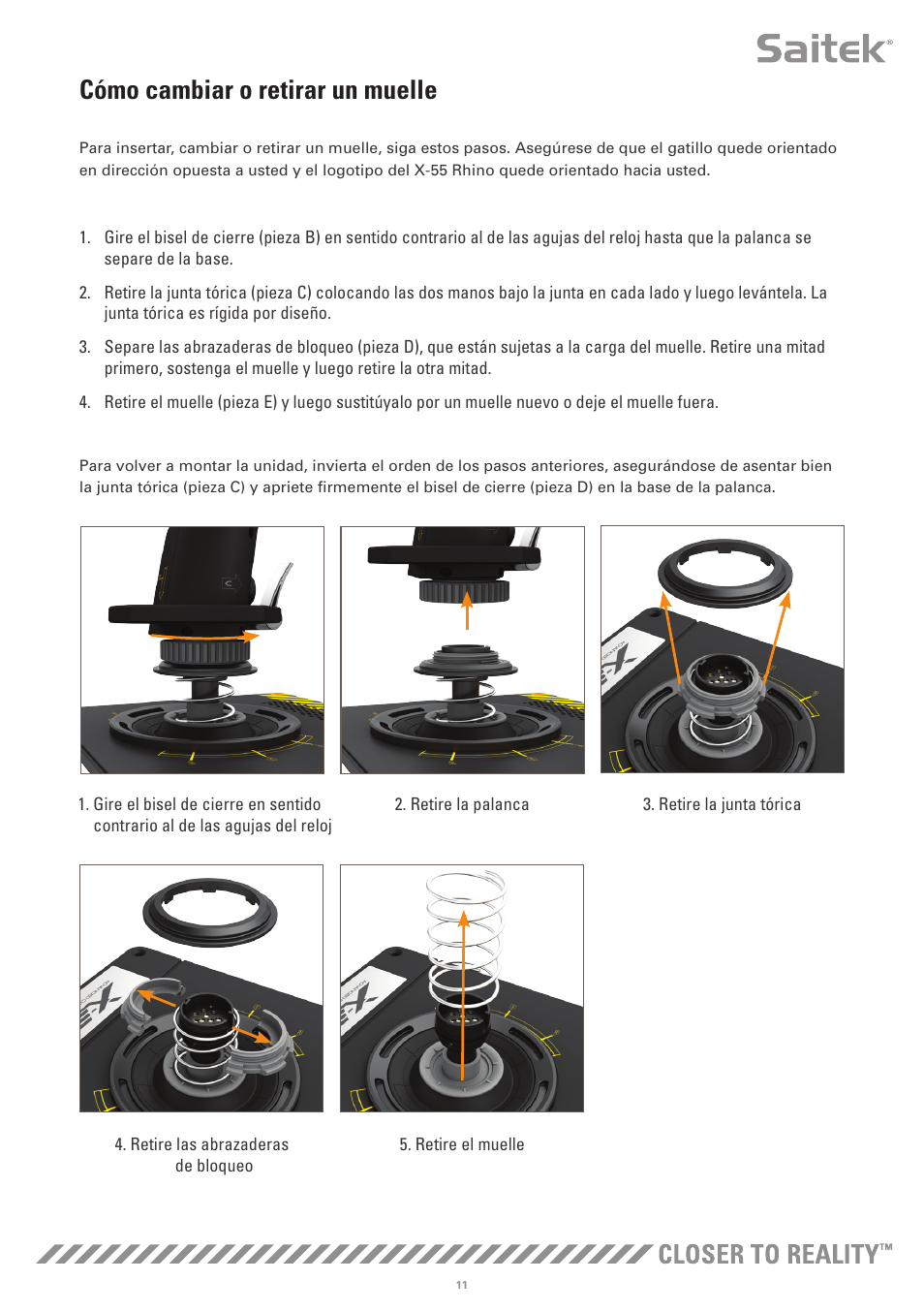 Cómo cambiar o retirar un muelle | TRITTON X-55 Rhino H.O.T.A.S System Pro Flight User Manual | Page 124 / 224