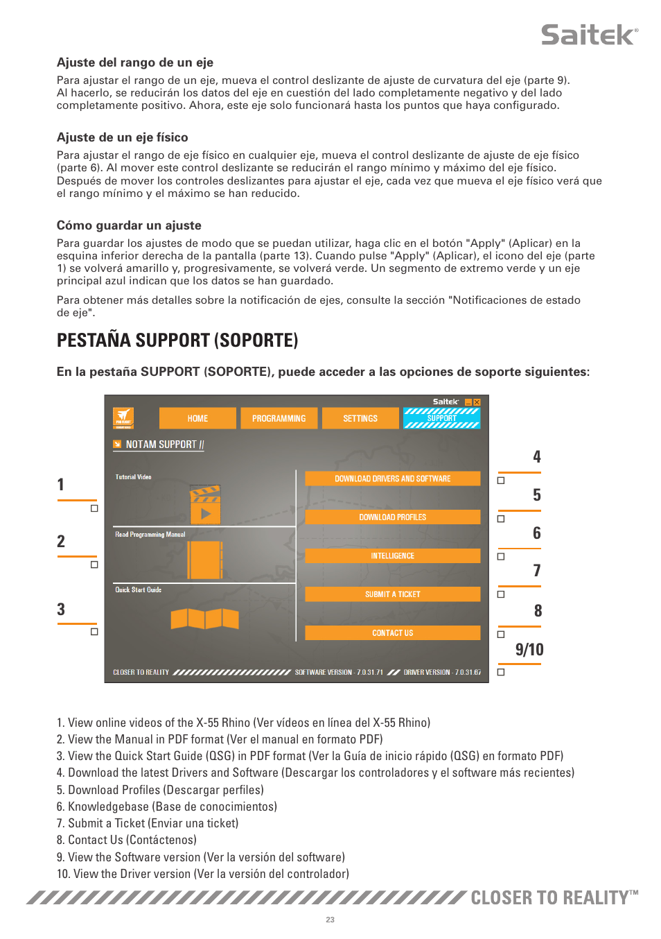 Pestaña support (soporte) | TRITTON X-55 Rhino H.O.T.A.S System Pro Flight User Manual | Page 136 / 224