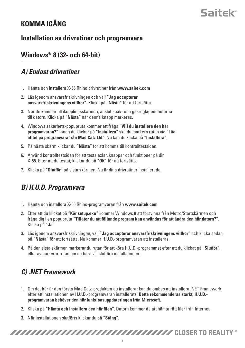 B) h.u.d. programvara | TRITTON X-55 Rhino H.O.T.A.S System Pro Flight User Manual | Page 145 / 224