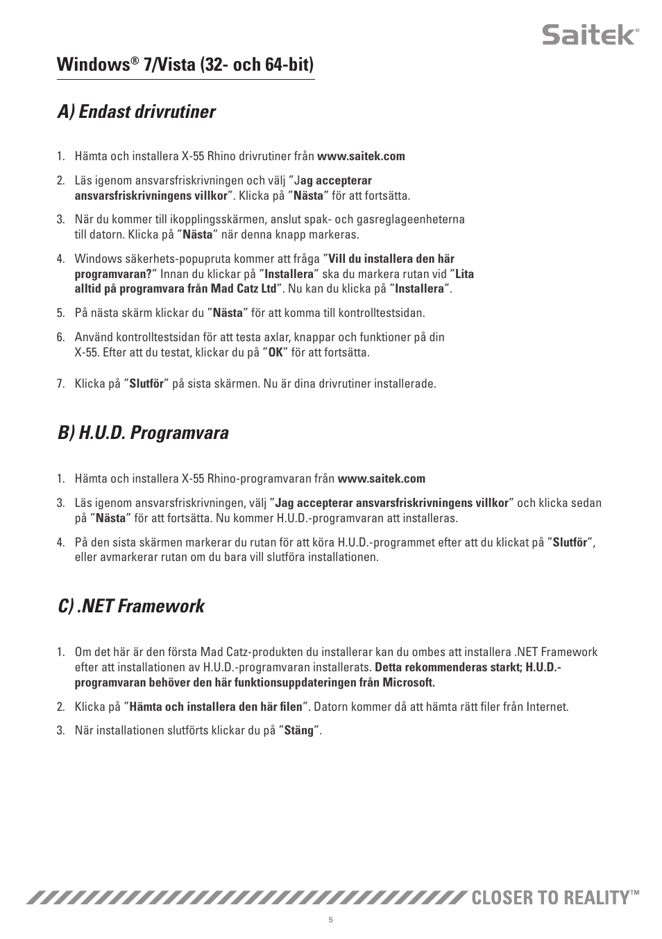 Windows, B) h.u.d. programvara | TRITTON X-55 Rhino H.O.T.A.S System Pro Flight User Manual | Page 146 / 224