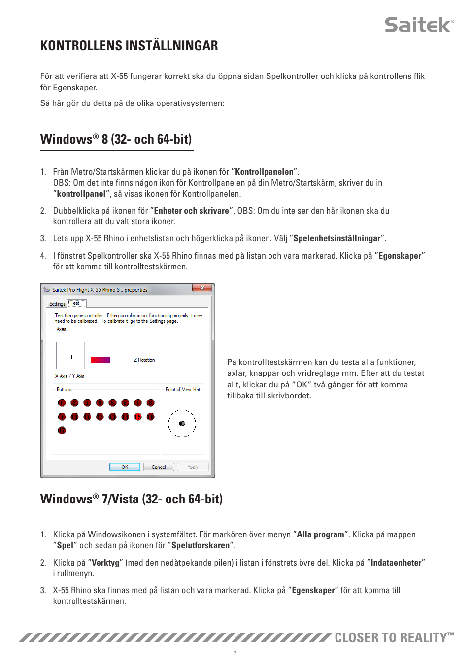 Kontrollens inställningar, Windows | TRITTON X-55 Rhino H.O.T.A.S System Pro Flight User Manual | Page 148 / 224