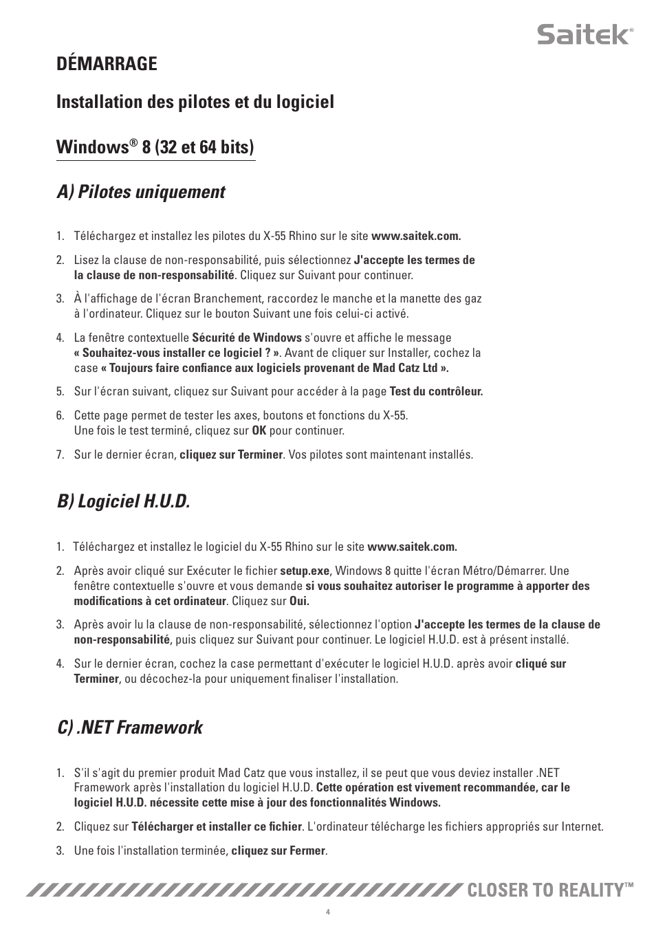 B) logiciel h.u.d | TRITTON X-55 Rhino H.O.T.A.S System Pro Flight User Manual | Page 33 / 224