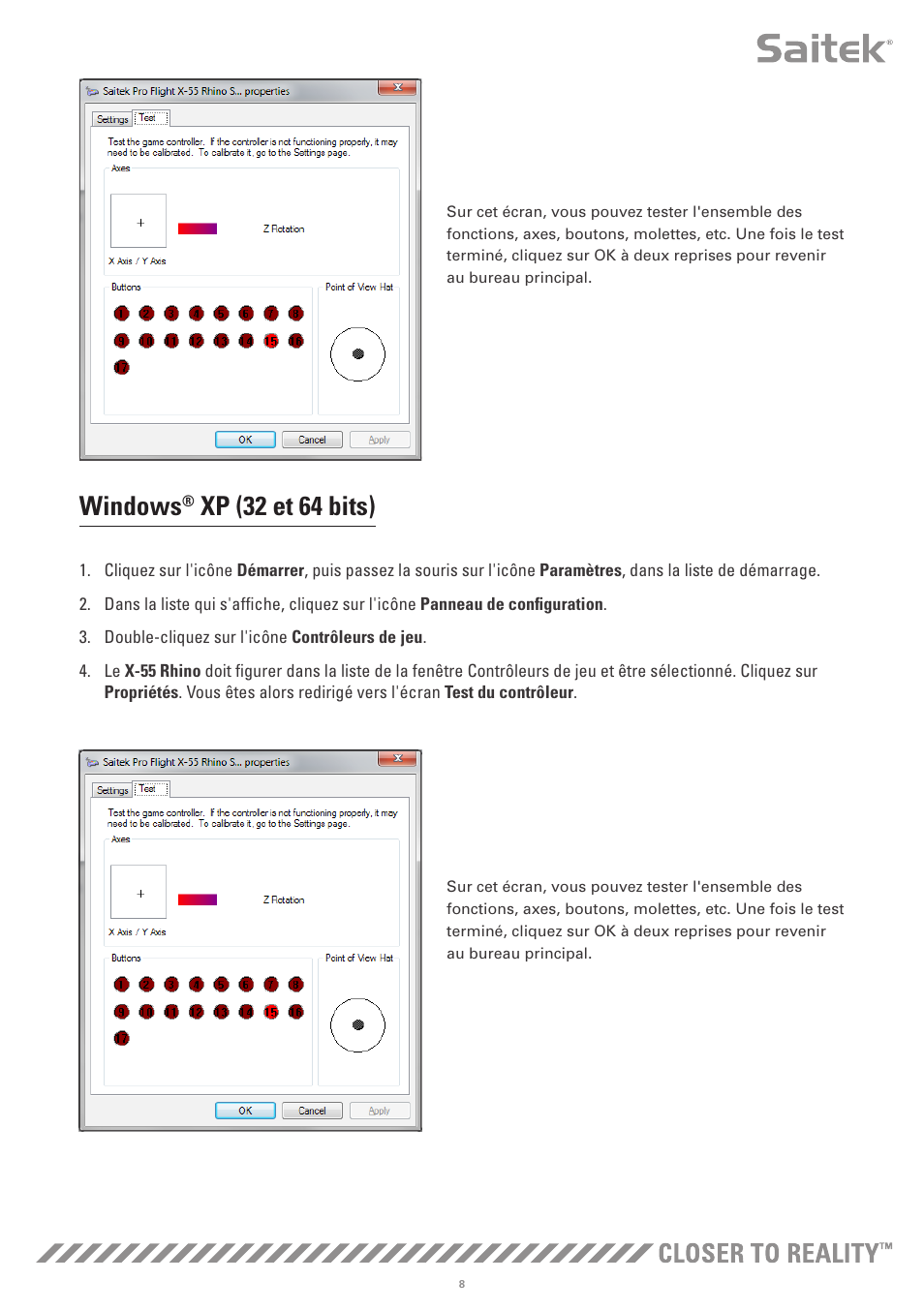 Windows, Xp (32 et 64 bits) | TRITTON X-55 Rhino H.O.T.A.S System Pro Flight User Manual | Page 37 / 224