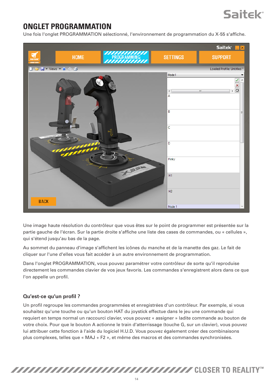 Onglet programmation | TRITTON X-55 Rhino H.O.T.A.S System Pro Flight User Manual | Page 43 / 224