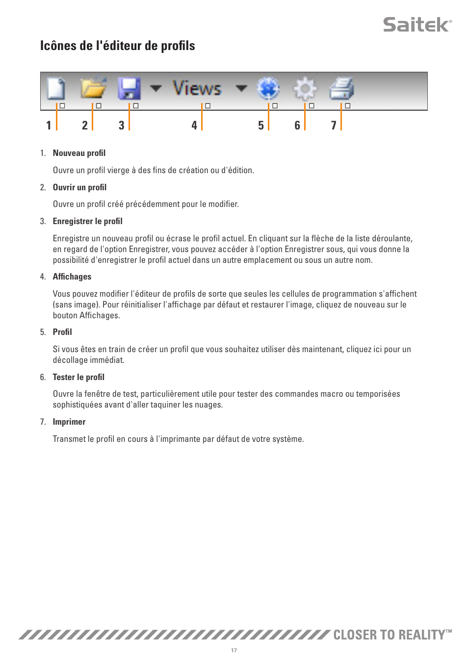 Icônes de l'éditeur de profils | TRITTON X-55 Rhino H.O.T.A.S System Pro Flight User Manual | Page 46 / 224