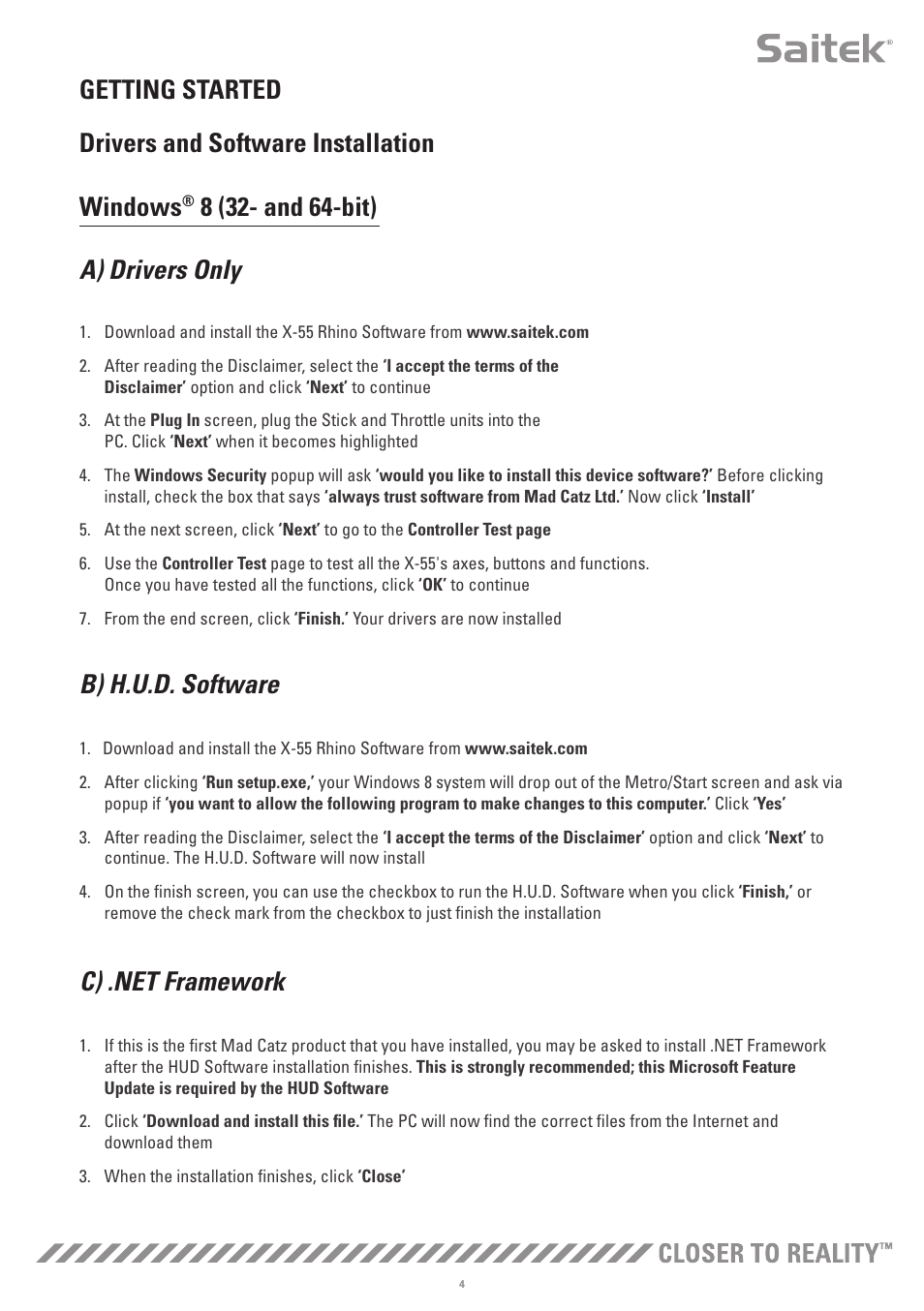 B) h.u.d. software | TRITTON X-55 Rhino H.O.T.A.S System Pro Flight User Manual | Page 5 / 224