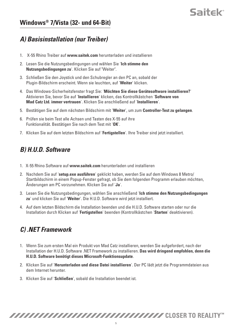 Windows, B) h.u.d. software | TRITTON X-55 Rhino H.O.T.A.S System Pro Flight User Manual | Page 62 / 224