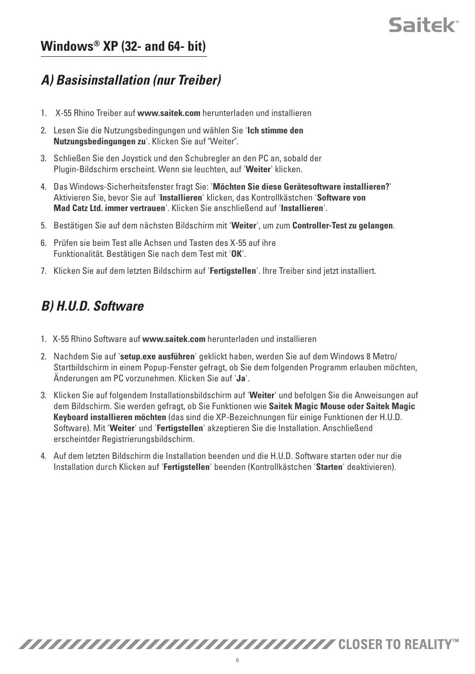 Windows, B) h.u.d. software | TRITTON X-55 Rhino H.O.T.A.S System Pro Flight User Manual | Page 63 / 224