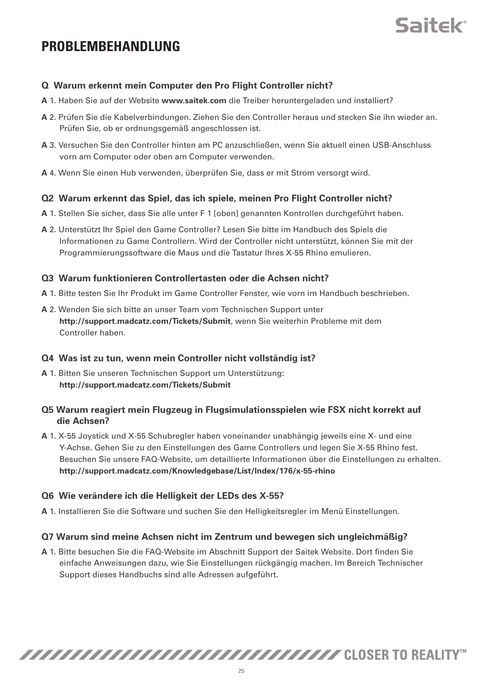 Problembehandlung | TRITTON X-55 Rhino H.O.T.A.S System Pro Flight User Manual | Page 82 / 224