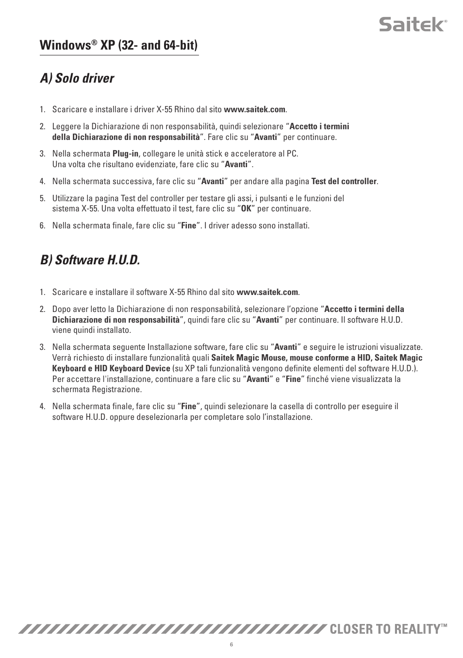 Windows, Xp (32- and 64-bit) a) solo driver, B) software h.u.d | TRITTON X-55 Rhino H.O.T.A.S System Pro Flight User Manual | Page 91 / 224